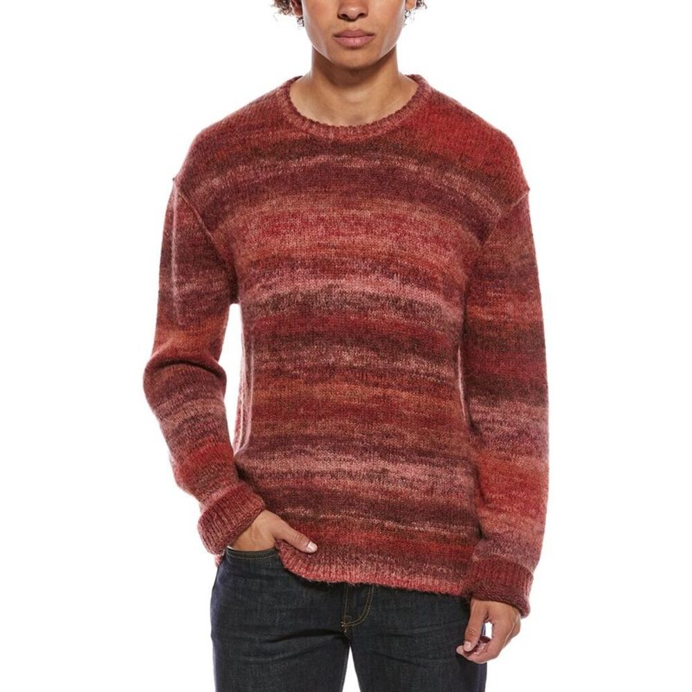 John Varvatos Mens  Wool-Blend Crewneck Sweater, Red